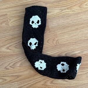 Black Crochet Skull Steering Wheel Cover